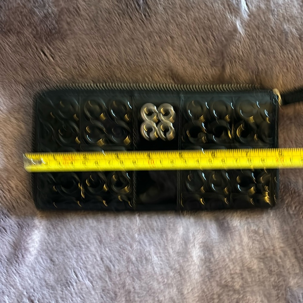 Black, leather Coach wristlet